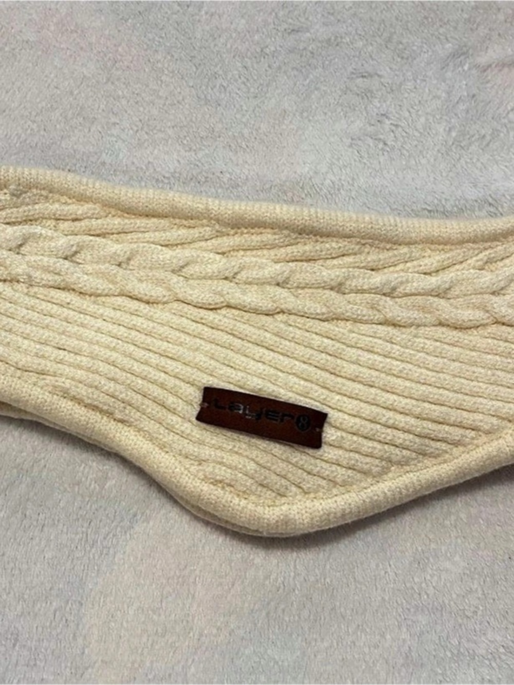 Layer 8 Cream Cable Knit Winter Headband Fleece Lined Ear Warmer
